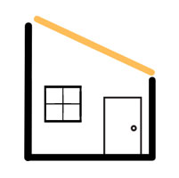 Illustration eines Hauses mit Pultdach